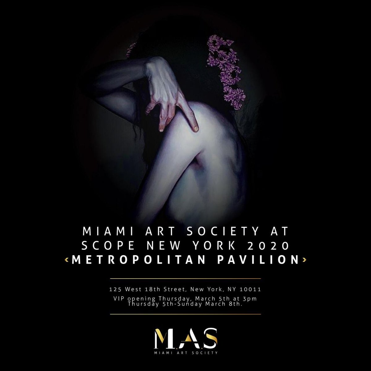 Miami Art Society exhibition poster for SCOPE New York at the Metropolitan Pavilion
