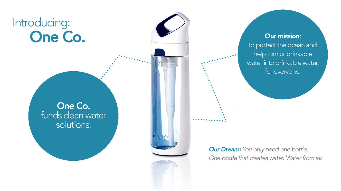 One Co. introductory slide showing the bottle and mission