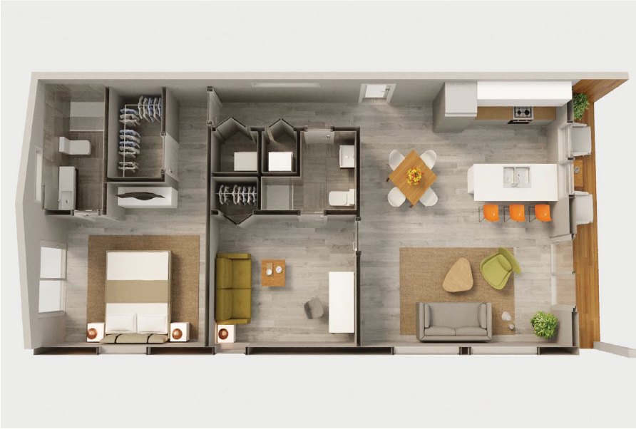 Furnished floor plan of the Florence model