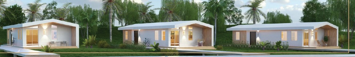 Streetscape of single-storey homes at the Spazio community, Florida